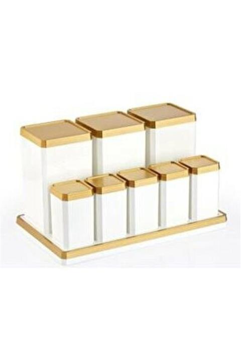 Azra Akrilik 8 Parça Standlı Baharat Takımı Gold