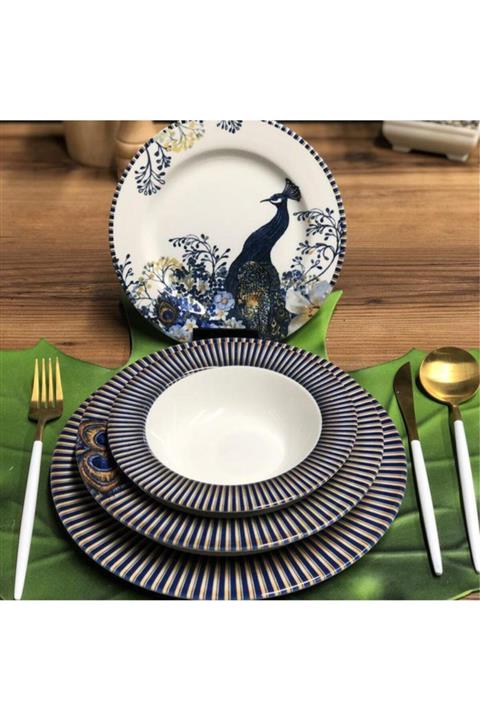 Mavikelebek Tavuskuşu Yemek Takımı 24 Parça