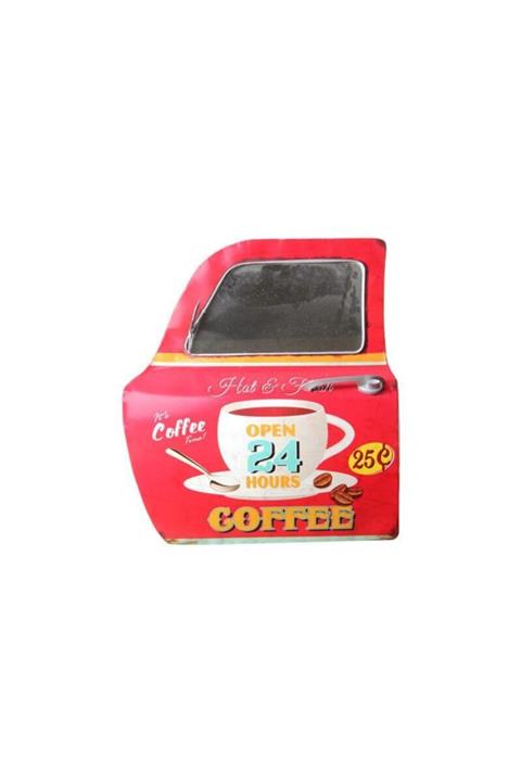 MağazanYanında Dekoratif Coffee Temalı Kırmızı Araba Kapısı Ayna Hediyelik