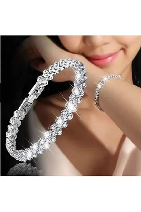 Black&White 925 Ayar Gümüş Kaplama Swarovski \