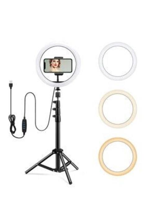 POPÜLER CEP Ring Light Led Işık 10 Inch 26 Cm Youtube, Tiktok, Kuaför Işığı Parlaklık Ayarlı + 200 Cm Tripot