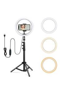 POPÜLER CEP Ring Light Led Işık 10 Inch 26 Cm Youtube, Tiktok, Kuaför Işığı Parlaklık Ayarlı + 200 Cm Tripot