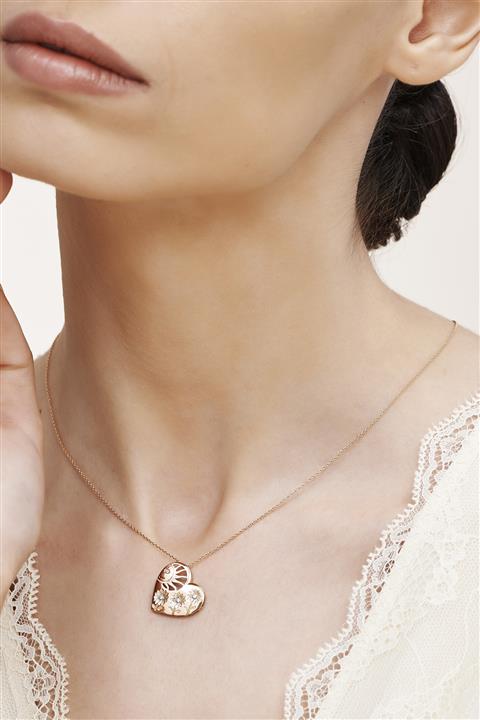 Altınbaş Kadın Pırlanta Ayçiçeği Kalp Kolye