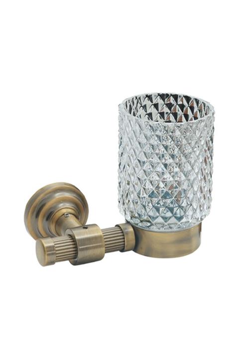 Comfort Line Eskitme Antique Montajlı Pirinç-baklava Cam Diş Fırçalık 5506