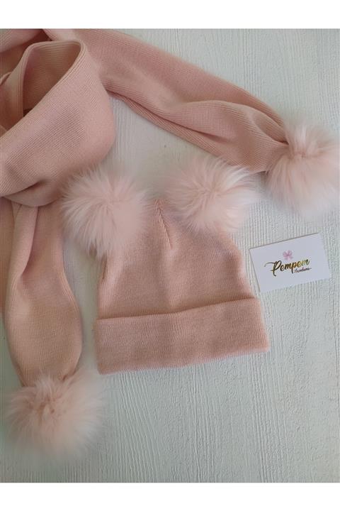 pempem bandana Pudra Triko Atkı Bere Set