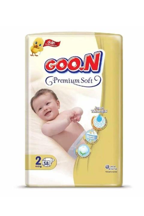 Goo.n Goon Premium Soft Bebek Bezi 2 Beden Jumbo Paket 58 Adet