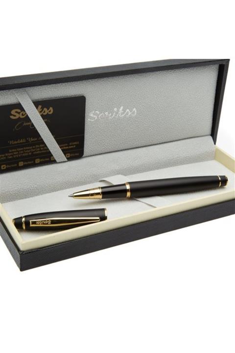 Scrikss Mat Siyah Altın Roller Kalem ( Ömür Boyu Garantili )