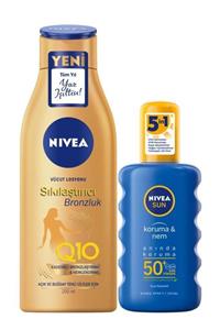 Nivea Koruma Nemlendirici Güneş Spreyi Spf 50+ & Q10 Sıkılaştırıcı Bronzluk 200ml