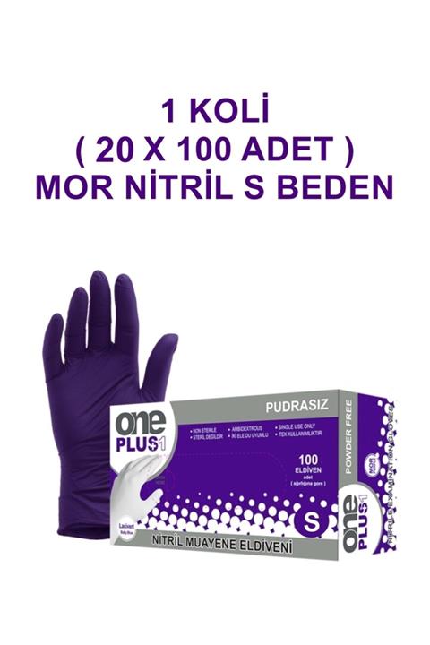 Oneplus 1 Koli (20 KUTU) Mor Pudrasız Nitril 1 (S BEDEN) Eldiven