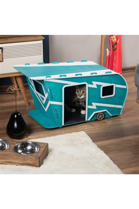 Atölye Zed Moto Karavan Kedi Evi (turkuaz)