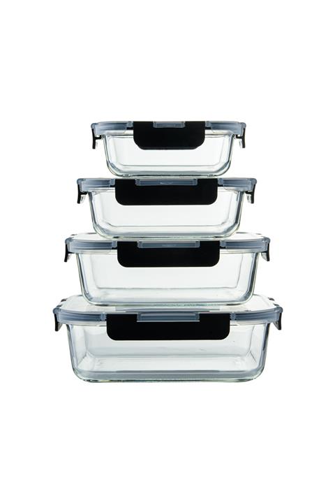 Lotus Plus 4'lü Borosilikat Kilitli Cam Saklama Kabı