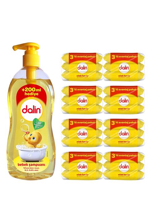 Dalin Islak Mendil 3*8 Adet-bebek Şampuan 900 Ml