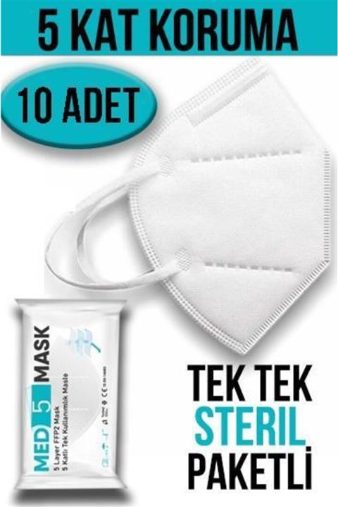 MED5MASK Med5 Mask Ffp2 Ventilsiz Koruyucu Solunum Maskesi 10 Adet