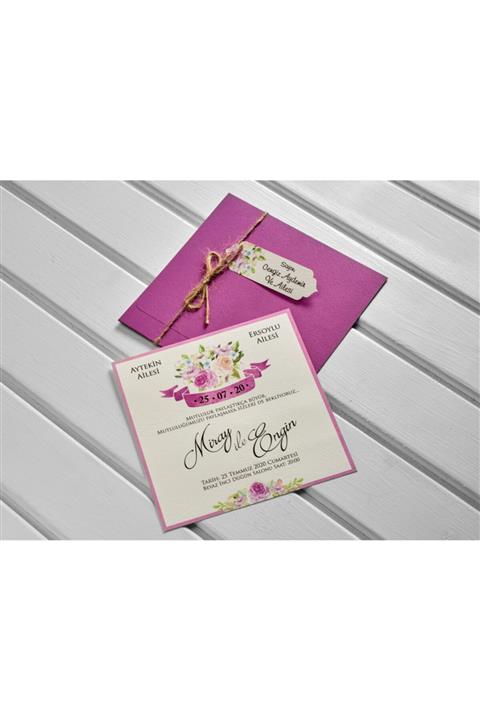 İKLİM DAVETİYE Düğün Nikah Nişan Davetiyesi 10419 - 100 Adet