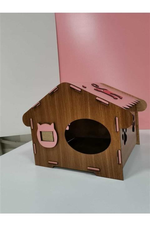 DOGRUDANDEKOR Lüks Kedi Evi Pembe Çatılı
