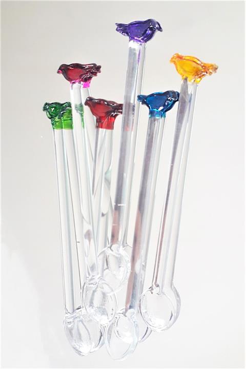 DECOSTYLE Kuş Figürlü Cam Çay Kaşığı