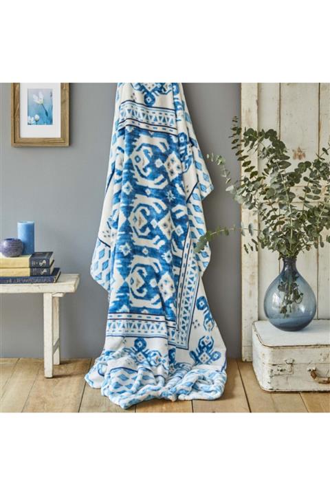 Karaca Home Neos Mavi Çift Kişilik  Battaniye