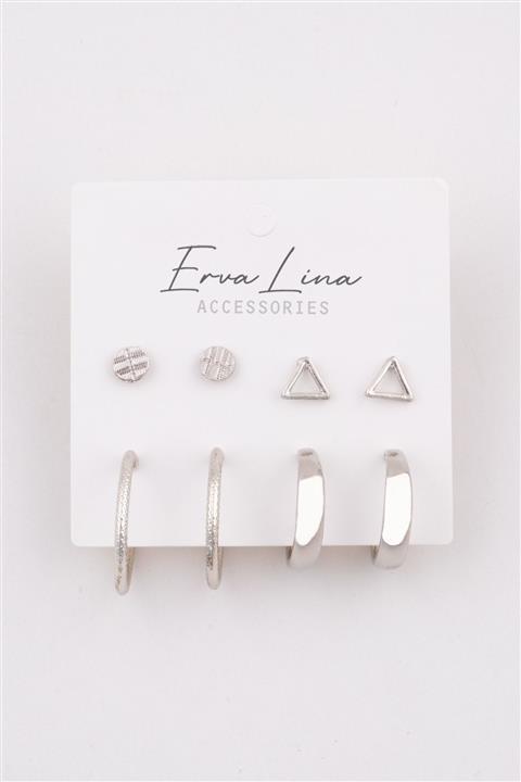 Ervalina 4 Çift Tasarım Kombin Küpe Set 0257