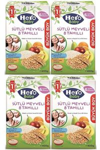 Hero Baby 400gr Sütlü Meyveli 8 Tahıllı 4 Lü Set Kaşık Maması