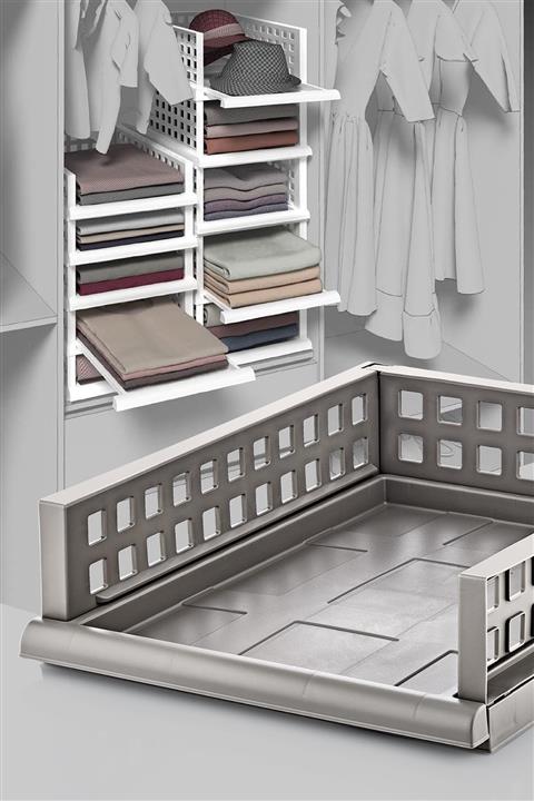 Hanne Smart Midi - Bej Akıllı Raf Sistemi, Dolap Içi Düzenleyici Çekmece Ve Organizer