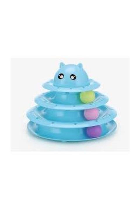 Dr. Sacchi 3 Katlı Kedi Oyuncağı Kedi Kulaklı Mavi Renkli
