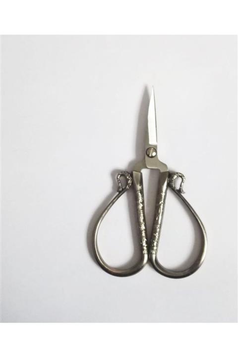 Aker Hediyelik Gümüş Kalp Desenli Geniş Saplı Makas Ithal Lüks Orta Boy Makas Modelleri Söz Nişan Kurdele Makası