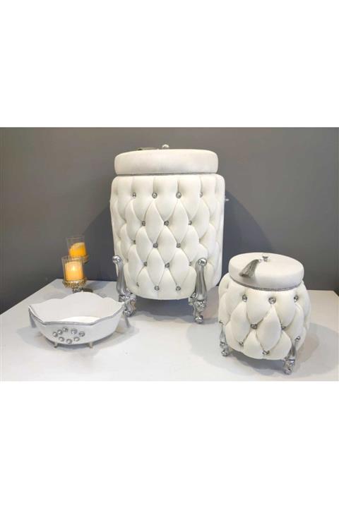 susluhomeatolyesi Ipek Kadife Kirli Çamaşır Sepeti Takımı 3 Lü