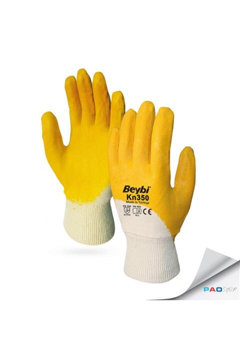 Beybi Nitril Kaplı Pamuk Eldiven Kn350 - 9 Numara - 12 Çift