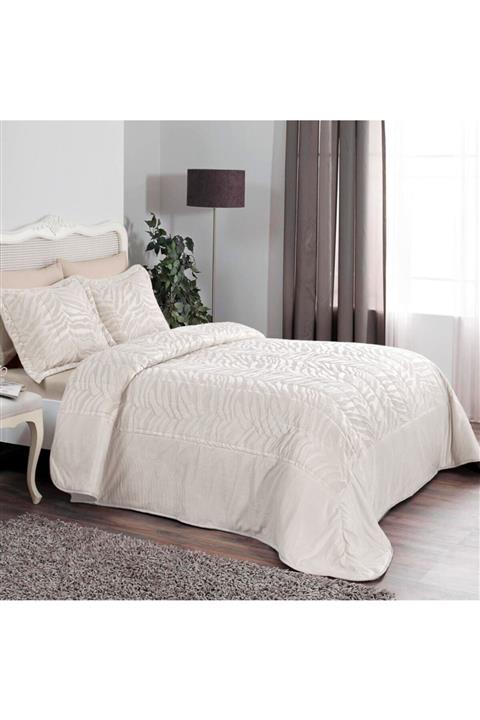 Taç Rita Yatak Örtüsü Seti Ekru Tek