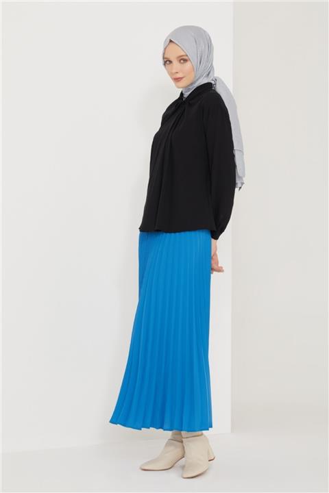 Armine Yakası Drapeli Bluz 21k3003 Siyah