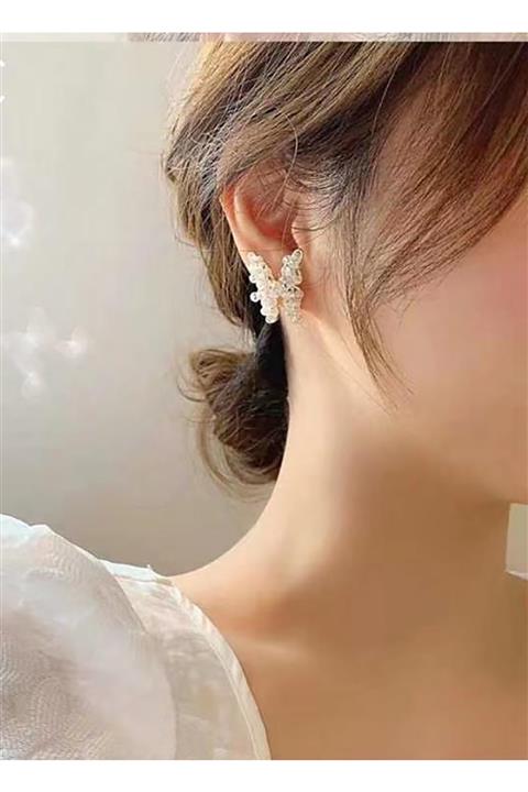 Pelin Aksesuar Kristal Işlemeli Kelebek Küpe