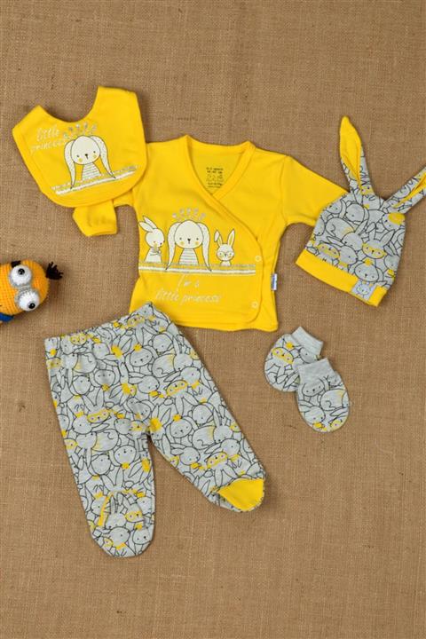 Donino Baby Yandan Çıtçıtlı, Şapka, Önlük, Eldiven Yenidoğan Set & Hastane Çıkışı 0-3 Ay