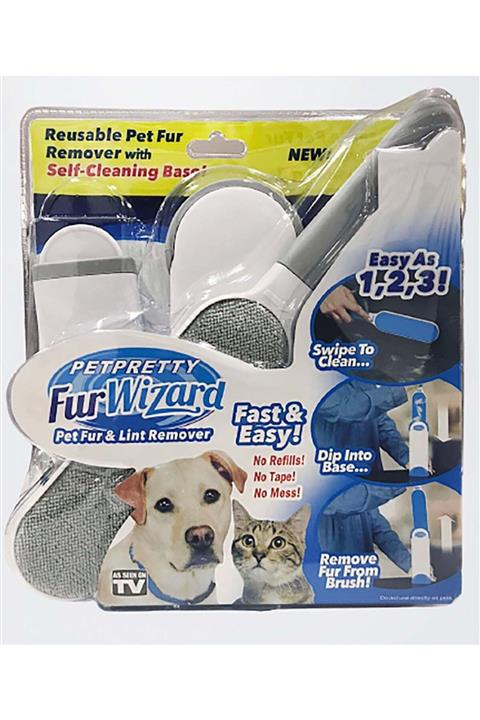Petprety Pet Pretty Mavi Fur Wizard Kendinden Temizlemeli Tüy Toz Toplama Fırça Seti