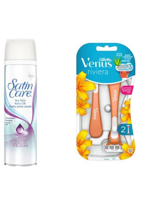 Gillette Satin Care Jeli Kuru Ciltler 200 Ml+ Venus Riviera 2'li Kullan At Kadın Bıçağı