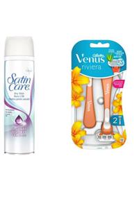 Gillette Satin Care Jeli Kuru Ciltler 200 Ml+ Venus Riviera 2'li Kullan At Kadın Bıçağı