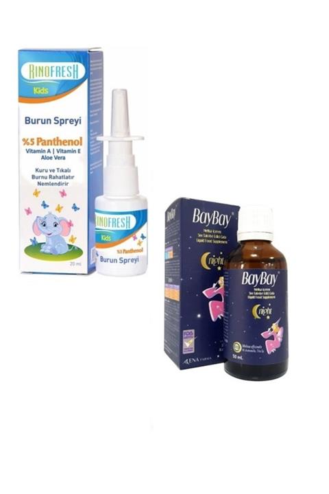 RINOFRESH Çocuklar Için Panthenol Burun Spreyi 20 Ml + Baybay Night Damla 50 Ml