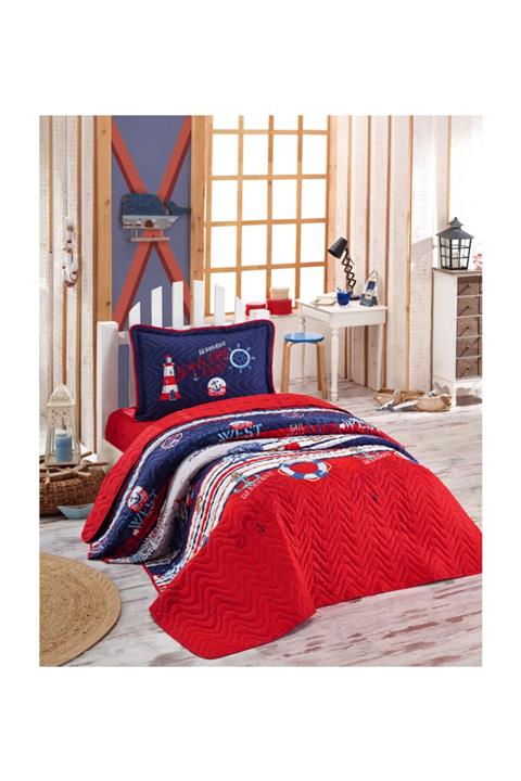 Clasy Mavi Tek Kişilik Rota Ranforce Yatak Örtüsü 178683