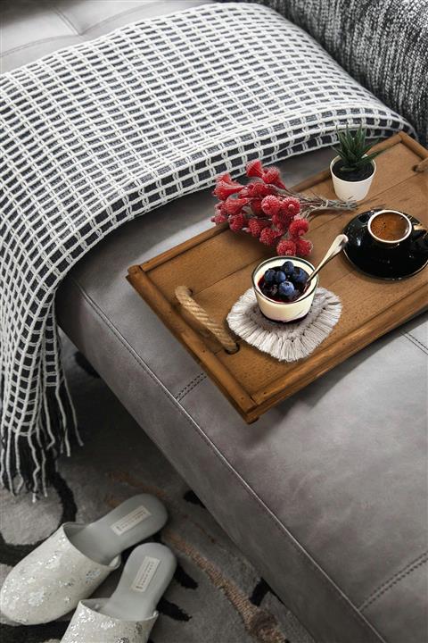 Grootland Dekoratif Ahşap Halatlı Tepsi