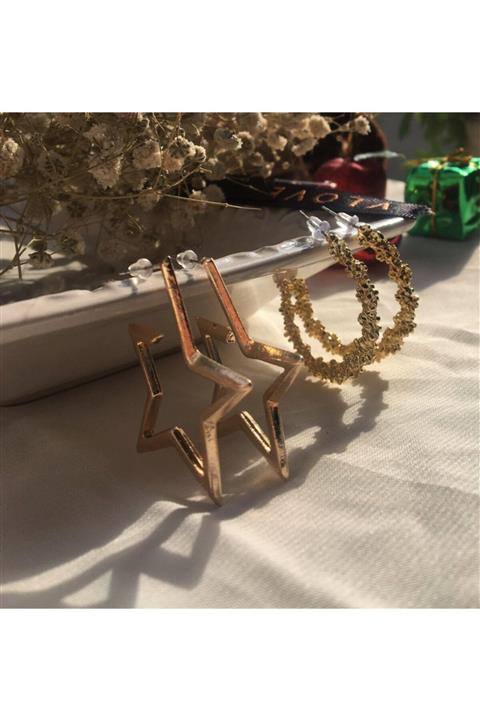 DGN Shoping Kadın 2 Li Yıldız Model Tasarım Küpe Seti