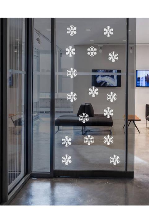 Walldeco Yılbaşı Kartanesi Duvar Cam Stickerı 18 Adet Beyaz