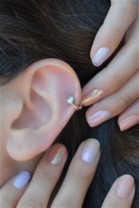 Sacce Scarves&Accessories Zirkon Kalp Model Halka Piercing Tragus Helix Kıkırdak Küpesi