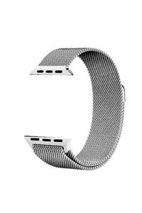 Apple Watch 38 Mm Uyumlu Hasır Metal Kordon Kayış Kılıf Gümüş Renk + Popsocket