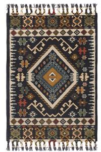 KARNAVAL HOME Etnik Otantik Vintage Desenli Yıkanabilir Saçaklı Uşak Dokuma Kilim Petra-9034