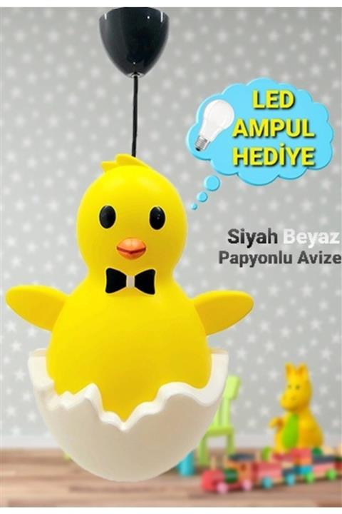 uyuMamy Erkek Çocuk Odası Avize Sarkıt Dekoratif Lamba 3d 3 Boyutlu Yeni Doğan Bebek ( Siyah Beyaz Papyon )