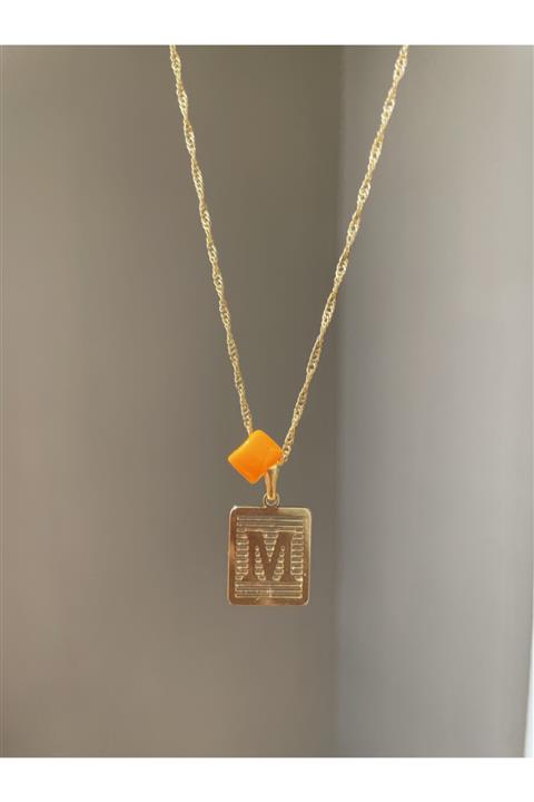 Jewemar Turuncu Harfli Kolye