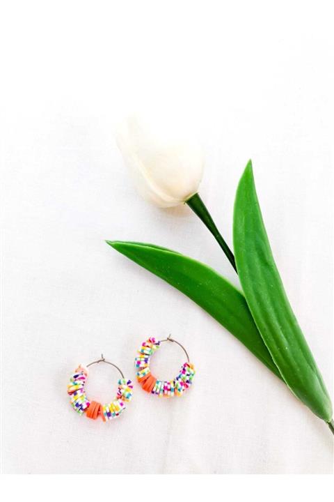 pukk butik Renkli Halka Küpe