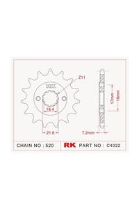 RK Honda Cbr 250 R Abs Çelik Ön Dişli C4022-14 (2011-2013)