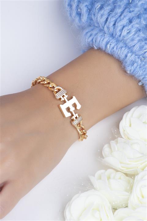 Sortie Aksesuar Zirkon Taşlı Tasarım Harf Bileklik E