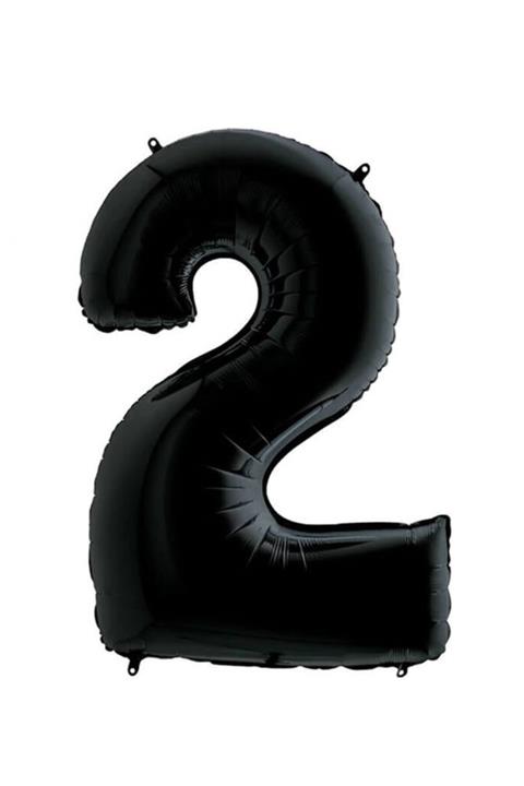 araget Folyo Balon Rakam Siyah Renk 1 Metre ( 40 Inç) Iki Rakamı 2