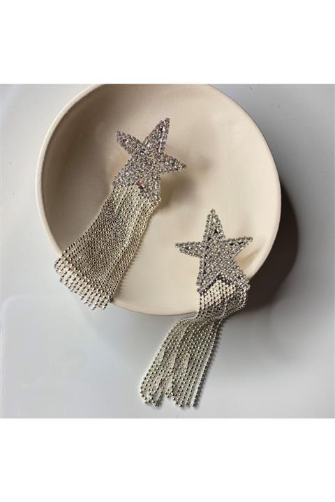 Beamore.co Kadın Sallantılı Zirkon Taşlı Yıldız Küpe